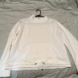 Zyia White Pocket Drawstring Mock Sweatshirt